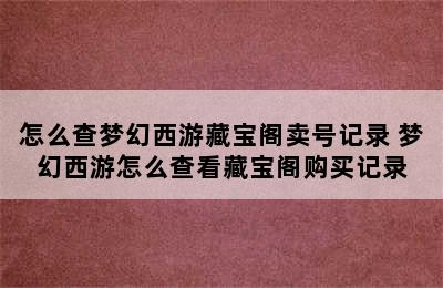 怎么查梦幻西游藏宝阁卖号记录 梦幻西游怎么查看藏宝阁购买记录